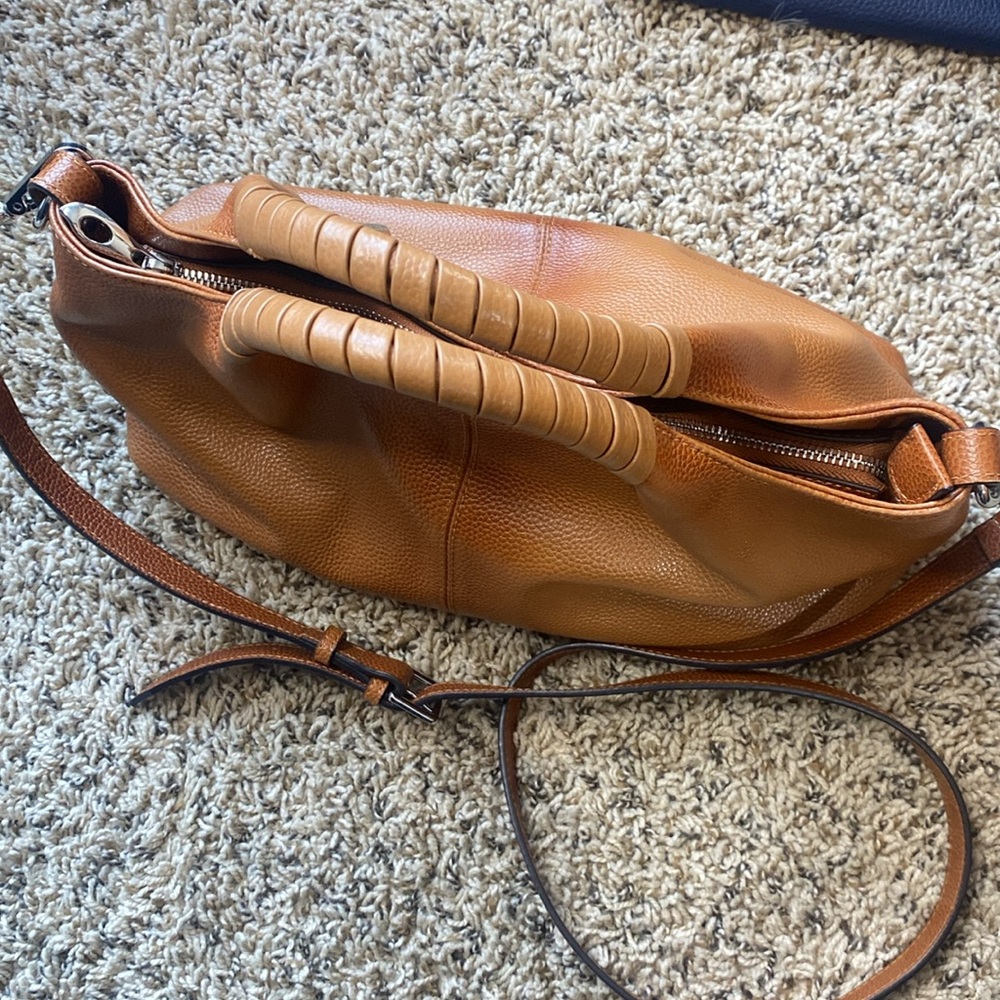Iswee Brown Leather Purse with Crossbody Strap Cognac Tan - Picture 8 of 11